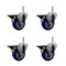 Service Caster 35 Inch Blue Polyurethane Wheel Swivel 34 Inch Threaded Stem Caster Set with Brake SCC SCC-TS20S3514-PPUB-BLUE-PLB-34212-4 - alternate 1